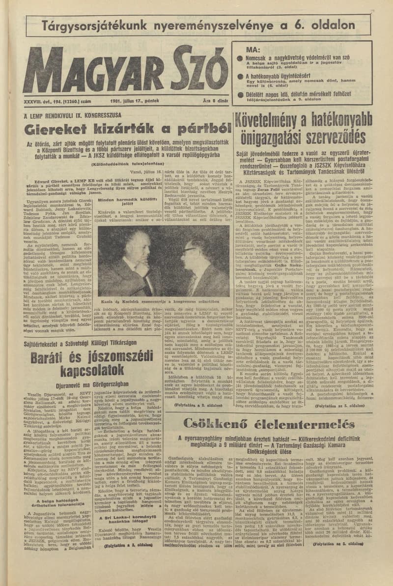 Magyar Szó, 38. évf. 1981. július 17. 194. sz.
