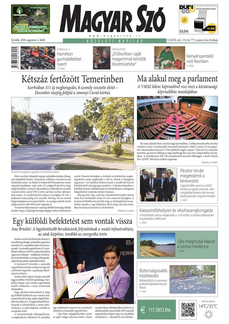 Magyar Szó, 77. évf. 2020. augusztus 3. 174. sz. 1–16. oldal