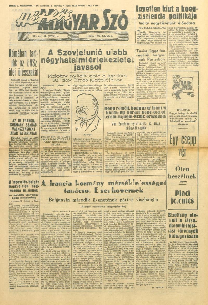 Magyar Szó, 13. évf. 1956. február 6. 34. sz. 1–6. oldal