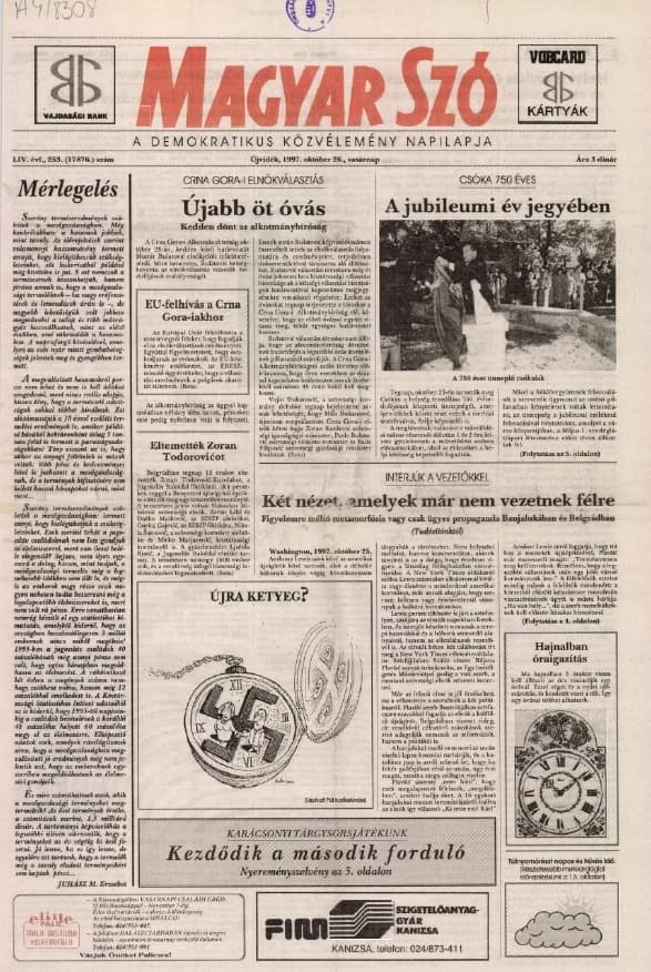 Magyar Szó, 54. évf. 1997. október 26. 253. sz. 1–24. oldal