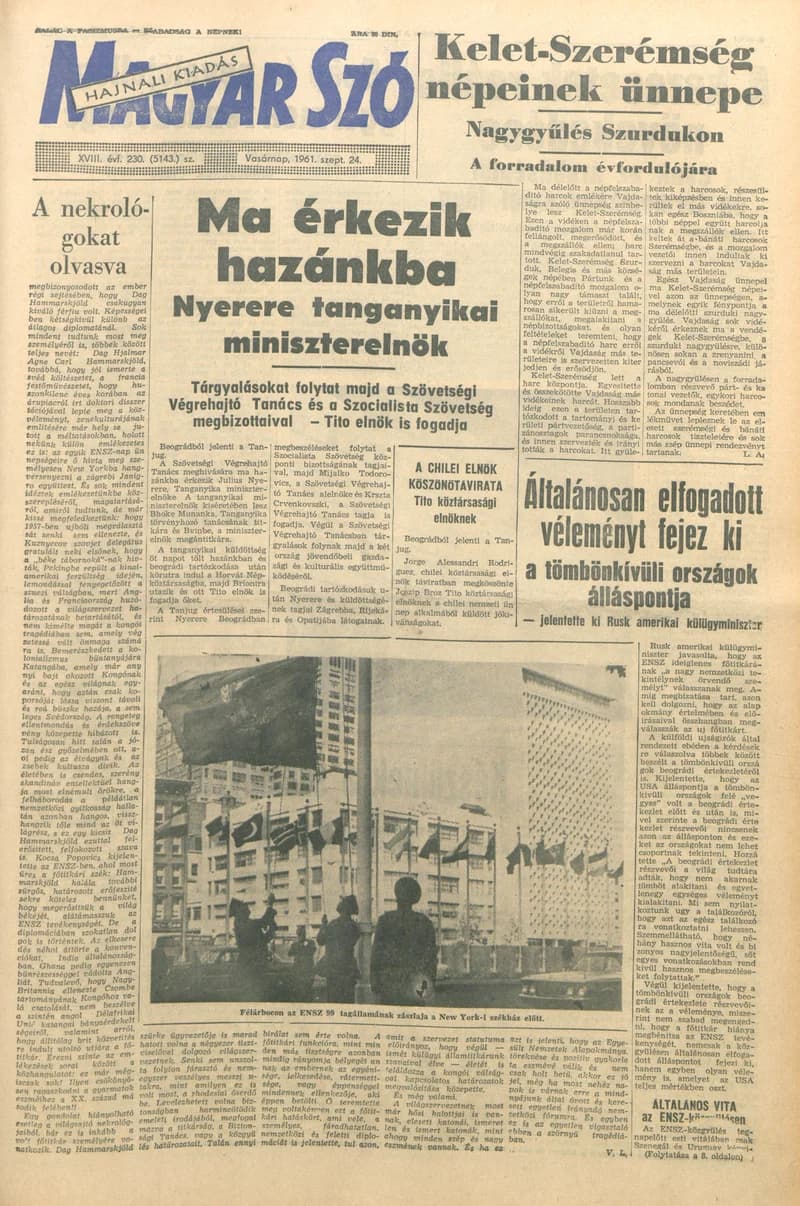 Magyar Szó, 18. évf. 1961. szeptember 24. 230. sz. 1–23. oldal