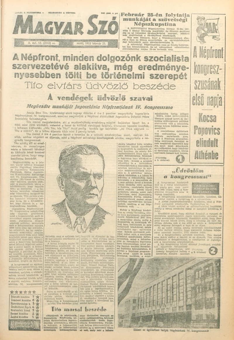 Magyar Szó, 10. évf. 1953. február 23. 53. sz. 1–10. oldal