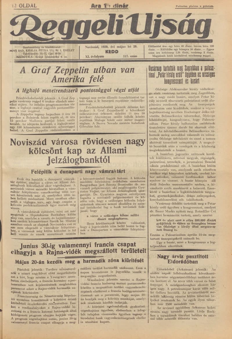 Reggeli Újság, 11. évf. 1930. május 20. 117. sz.