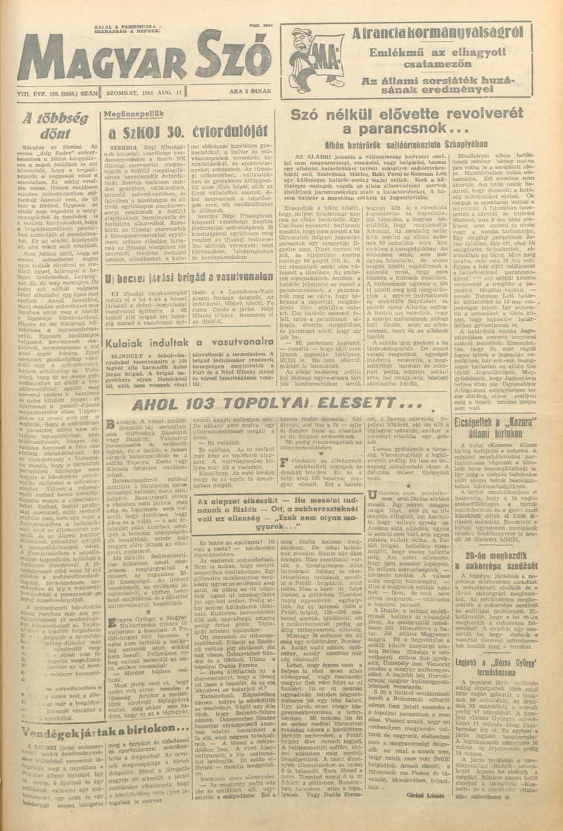 Magyar Szó, 8. évf. 1951. augusztus 11. 189. sz. 1–4. oldal