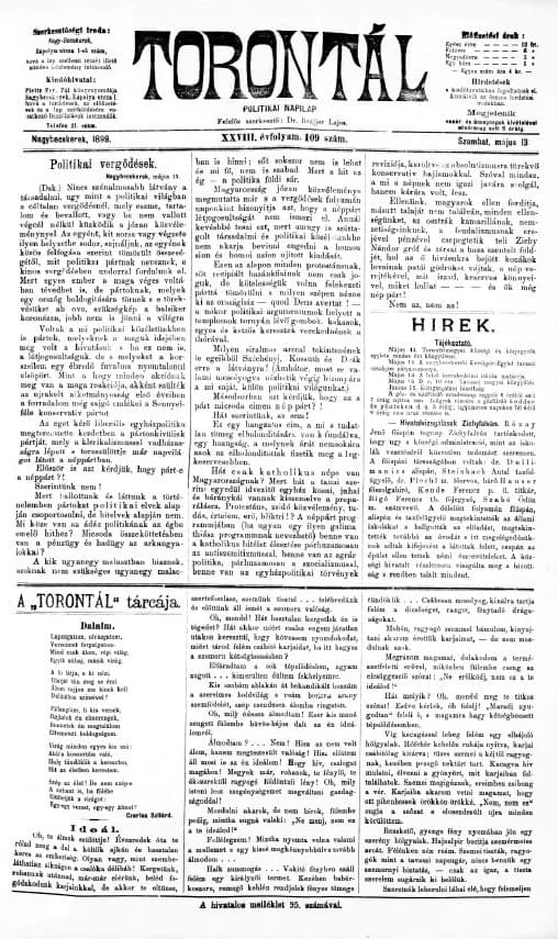 Torontál, 28. évf. 1899. május 13. 109. sz.