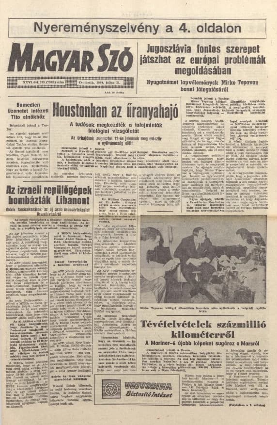 Magyar Szó, 26. évf. 1969. július 31. 209. sz. 1–16. oldal