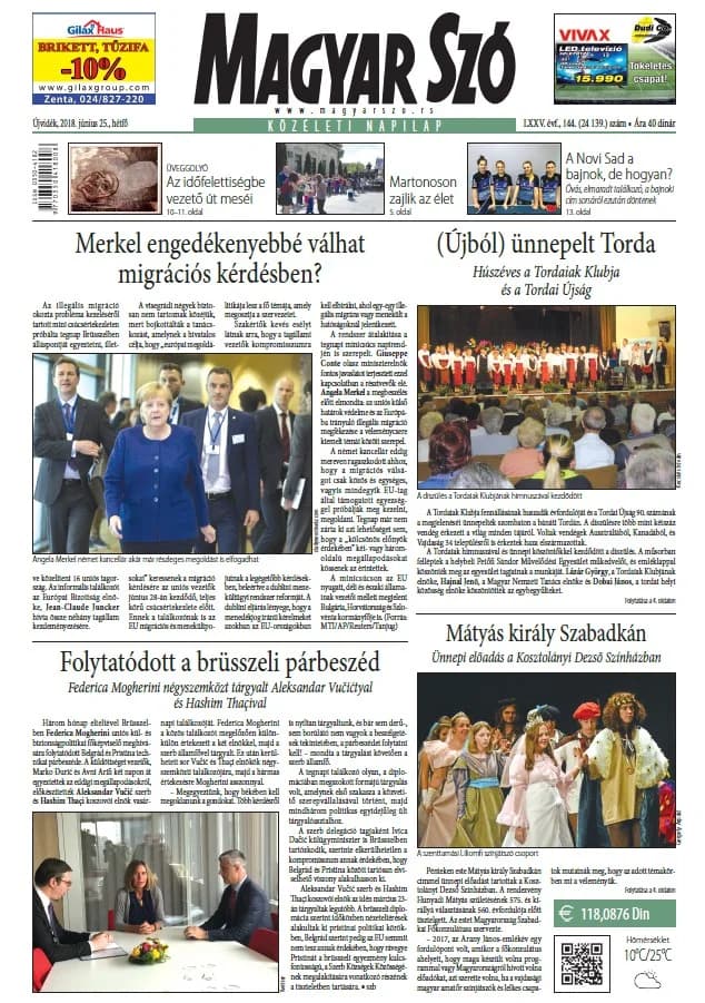 Magyar Szó, 75. évf. 2018. június 25. 144. sz. 1–20. oldal