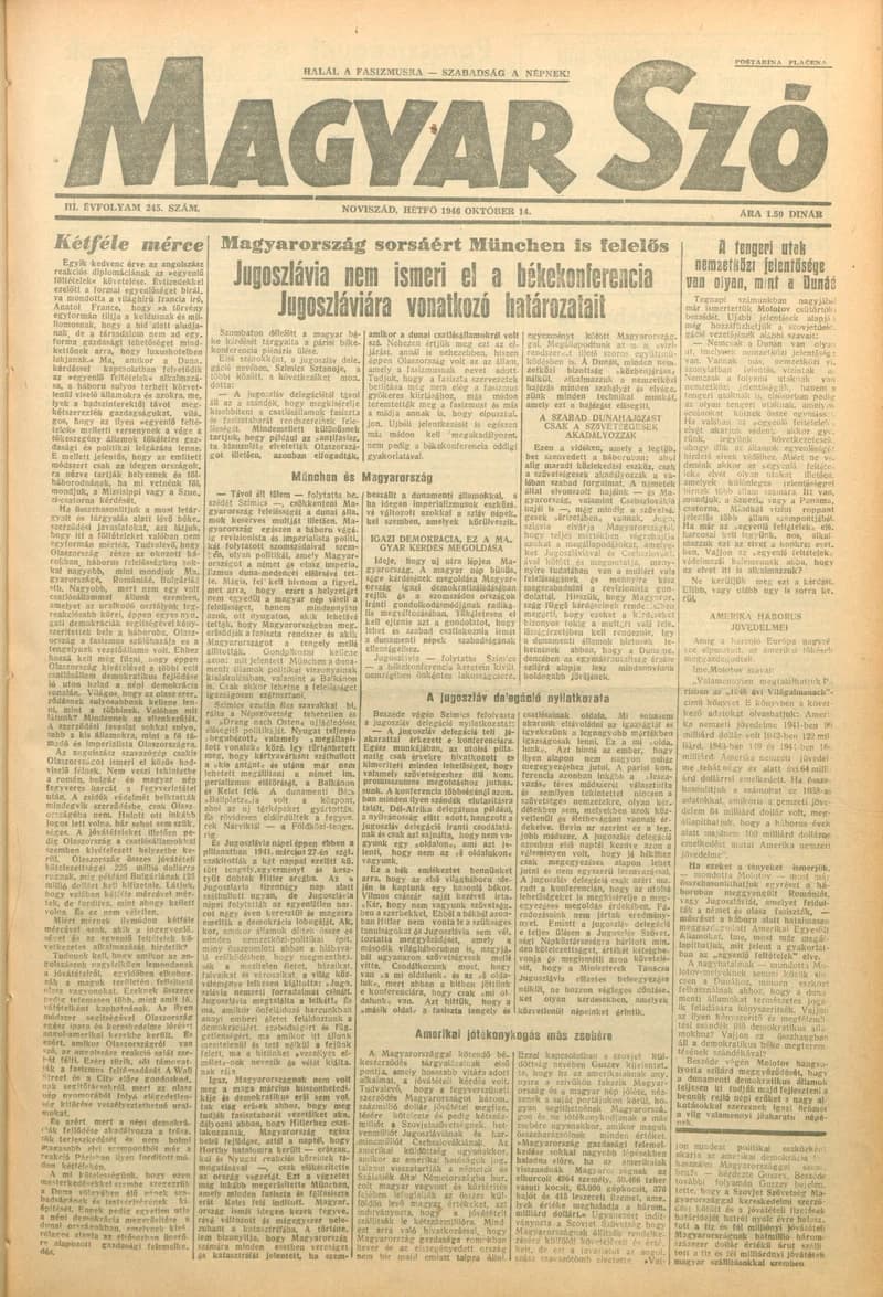 Magyar Szó, 3. évf. 1946. október 14. 245. sz. 1–4. oldal