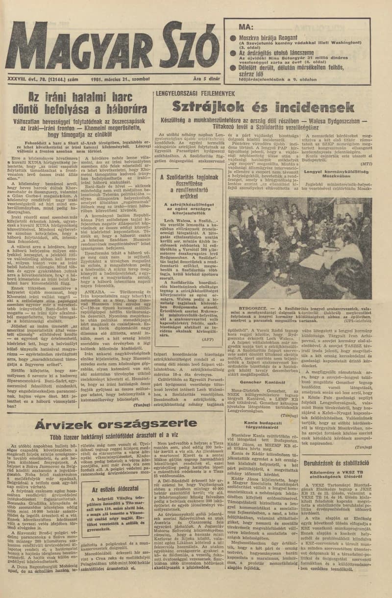 Magyar Szó, 38. évf. 1981. március 21. 78. sz.