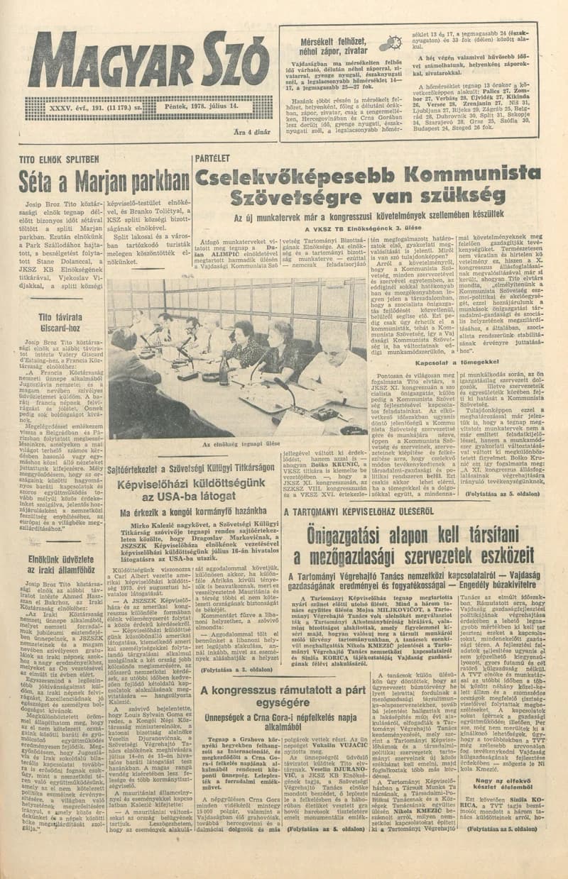Magyar Szó, 35. évf. 1978. július 14. 191. sz. 1–28. oldal