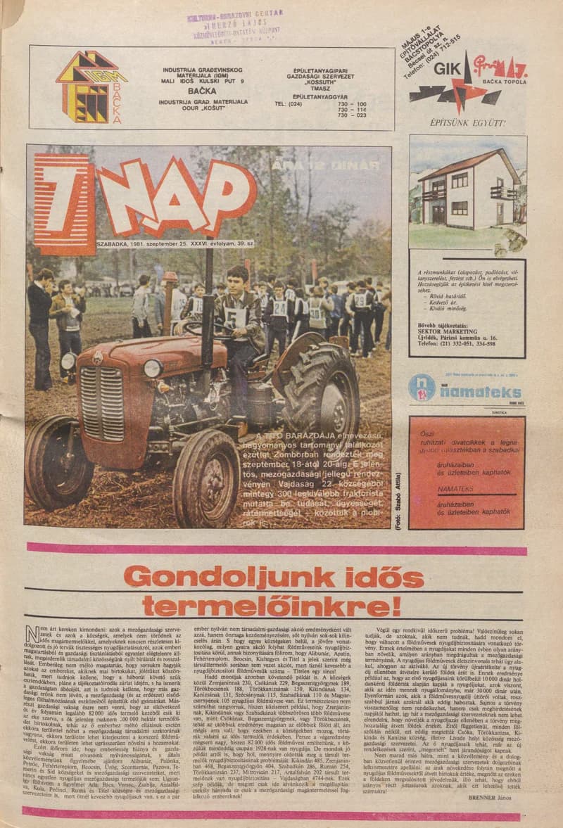 7 Nap, 36. évf. 1981. szeptember 25. 39. sz. 1–16. oldal