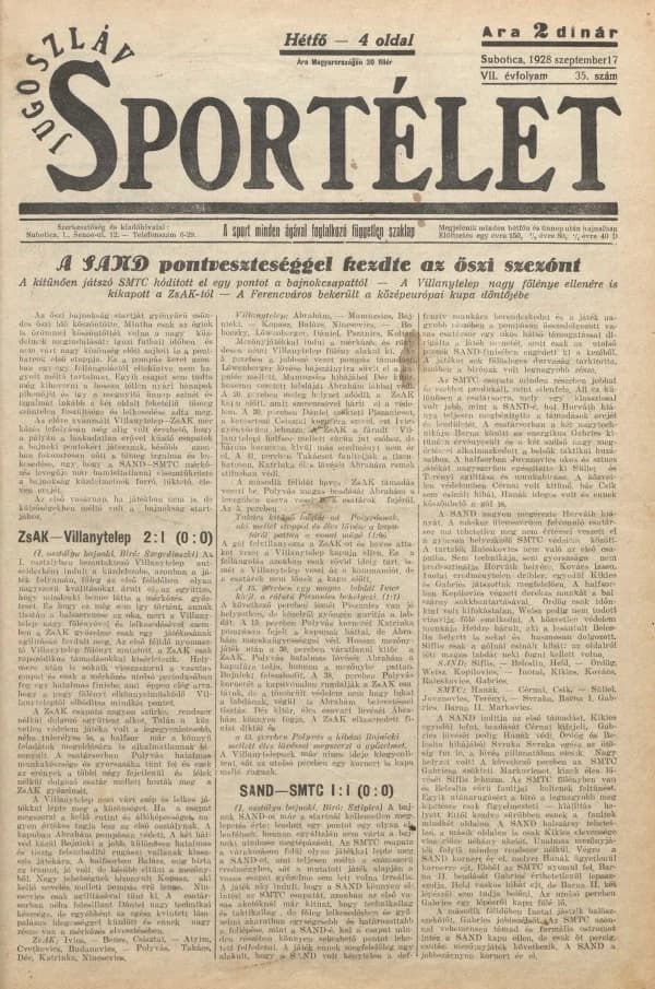 Jugoszláv sportélet, 7. évf. 1928. szeptember 17. 35. sz.
