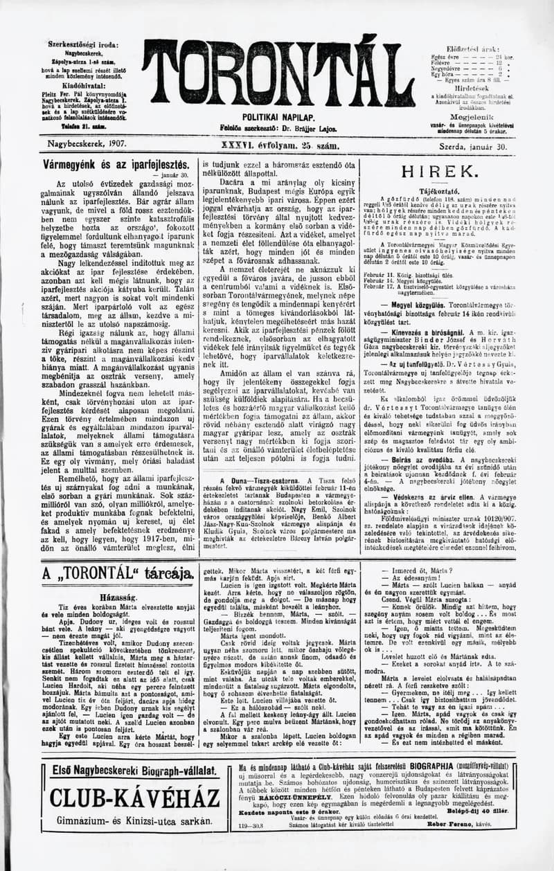 Torontál, 36. évf. 1907. január 30. 25. sz.