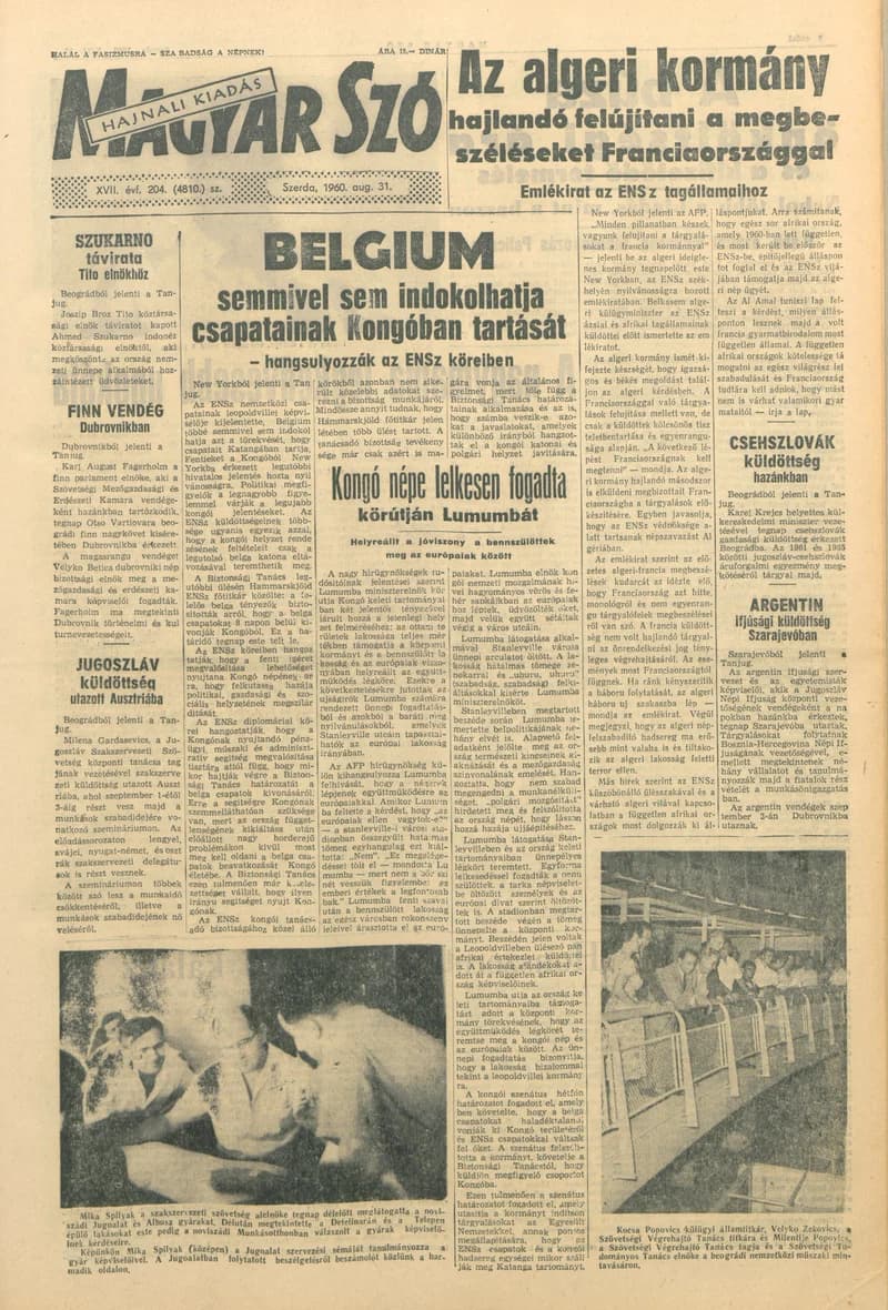 Magyar Szó, 17. évf. 1960. augusztus 31. 204. sz. 1–20. oldal