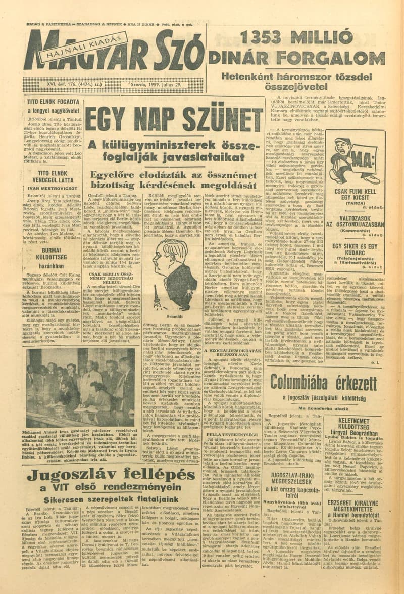 Magyar Szó, 16. évf. 1959. július 29. 176. sz. 1–20. oldal