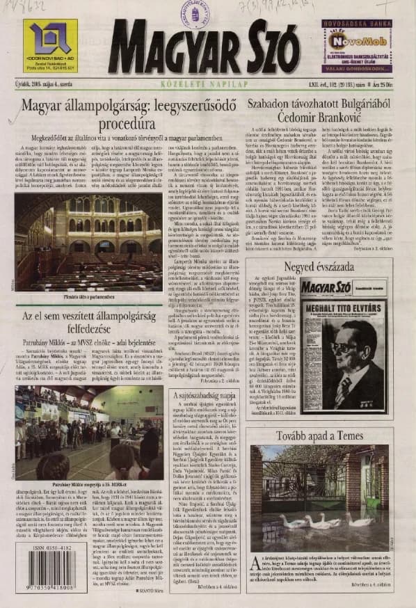 Magyar Szó, 62. évf. 2005. május 4. 102. sz. 1–20. oldal
