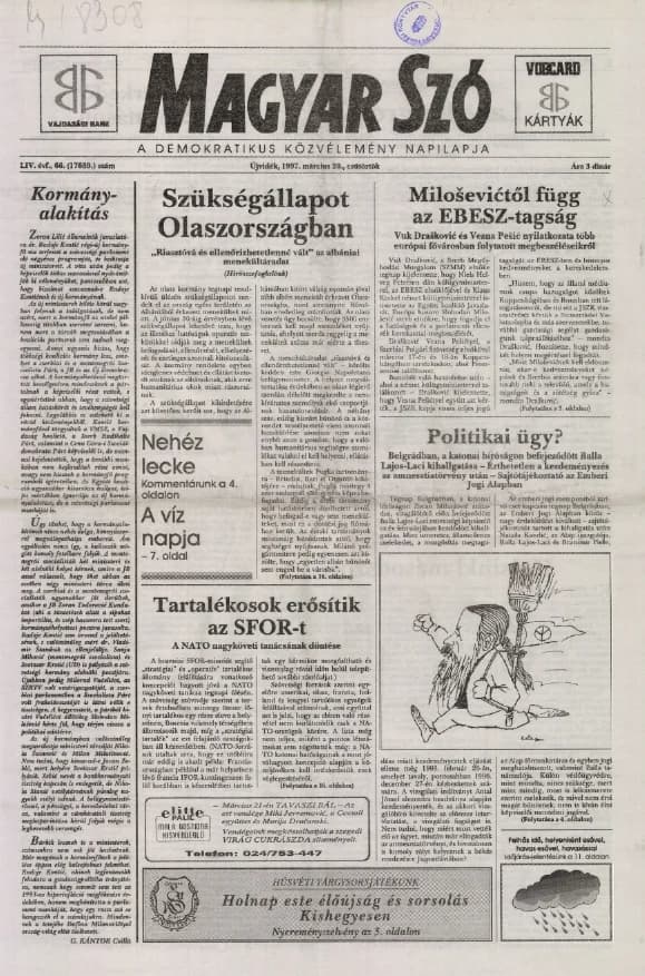 Magyar Szó, 54. évf. 1997. március 20. 66. sz. 1–16. oldal