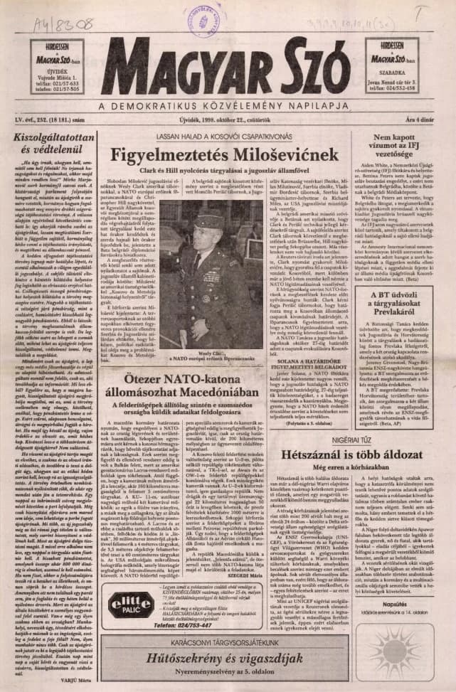 Magyar Szó, 55. évf. 1998. október 22. 252. sz. 1–16. oldal