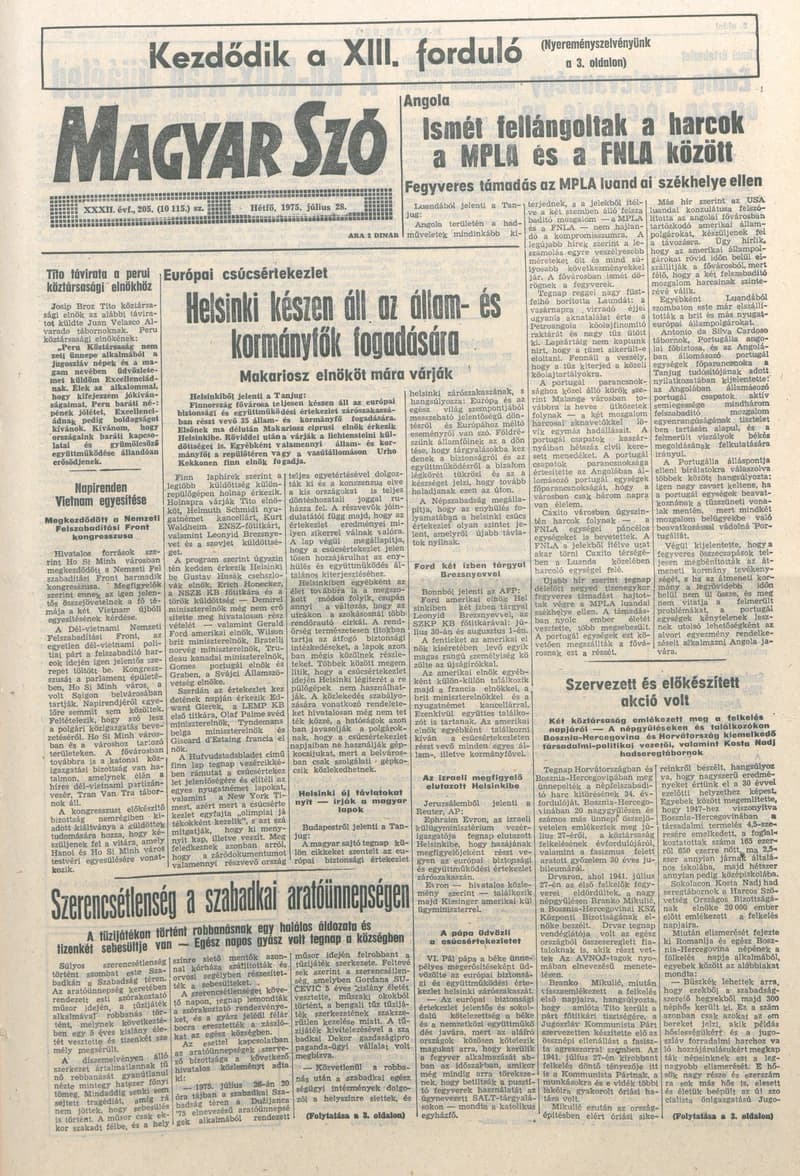 Magyar Szó, 32. évf. 1975. július 28. 205. sz.