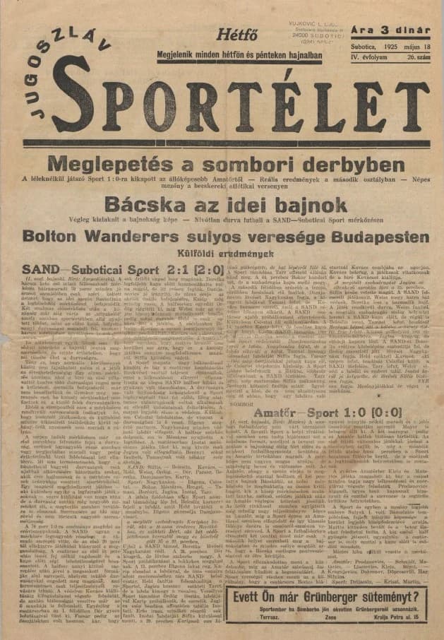 Jugoszláv sportélet, 4. évf. 1925. május 18. 26. sz.
