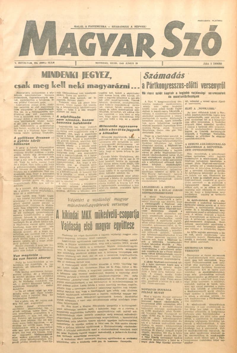 Magyar Szó, 5. évf. 1948. június 29. 154. sz. 1–4. oldal
