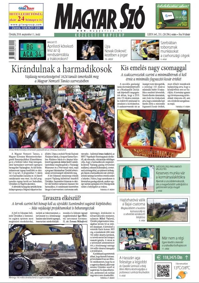Magyar Szó, 75. évf. 2018. szeptember 11. 211. sz. 1–20. oldal