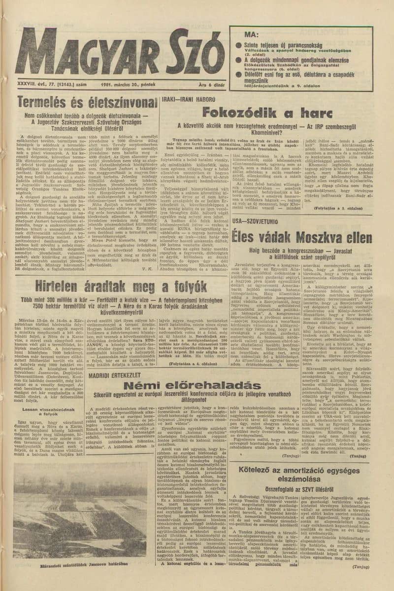 Magyar Szó, 38. évf. 1981. március 20. 77. sz.