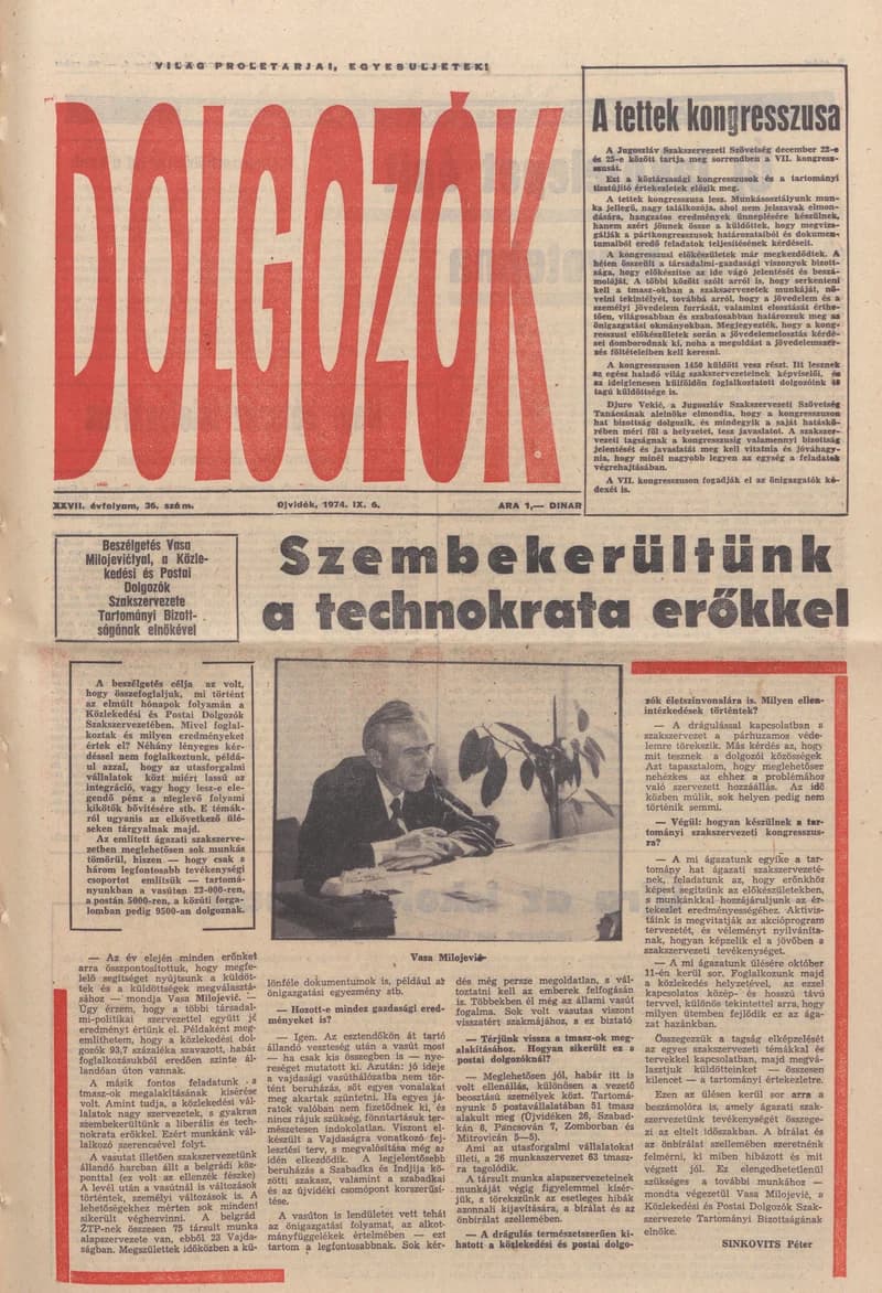 Dolgozók, 28. évf. 1974. szeptember 6. 36. sz.