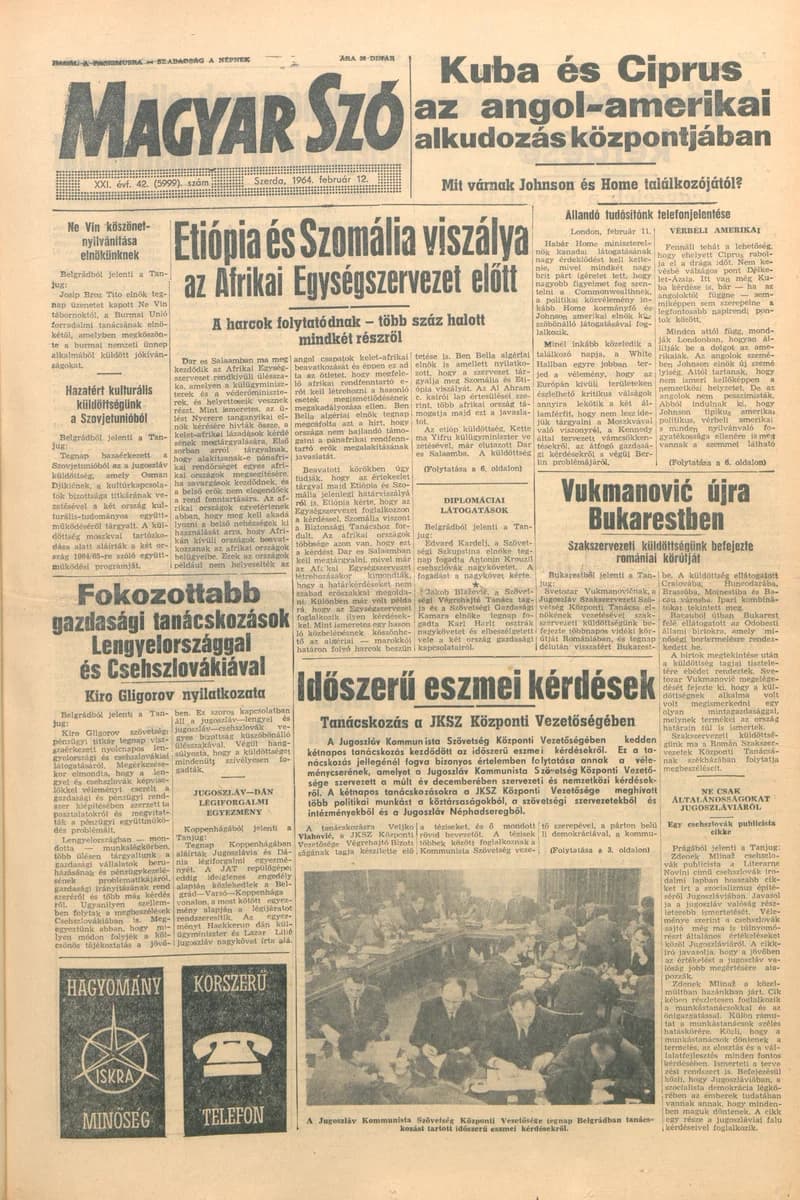 Magyar Szó, 21. évf. 1964. február 12. 42. sz. 1–16. oldal