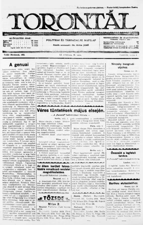 Torontál, 51. évf. 1922. május 4. 99. sz.