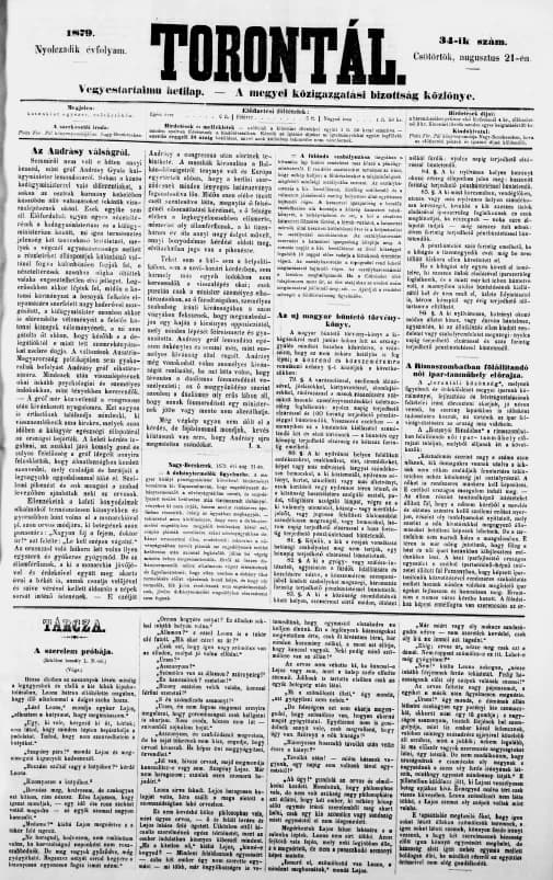 Torontál, 8. évf. 1879. augusztus 21. 34. sz.