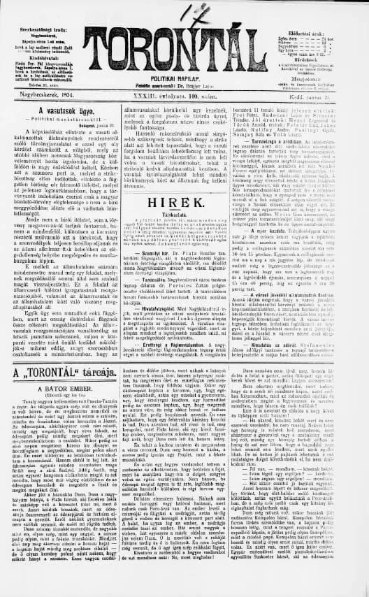 Torontál, 33. évf. 1904. június 21. 140. sz.