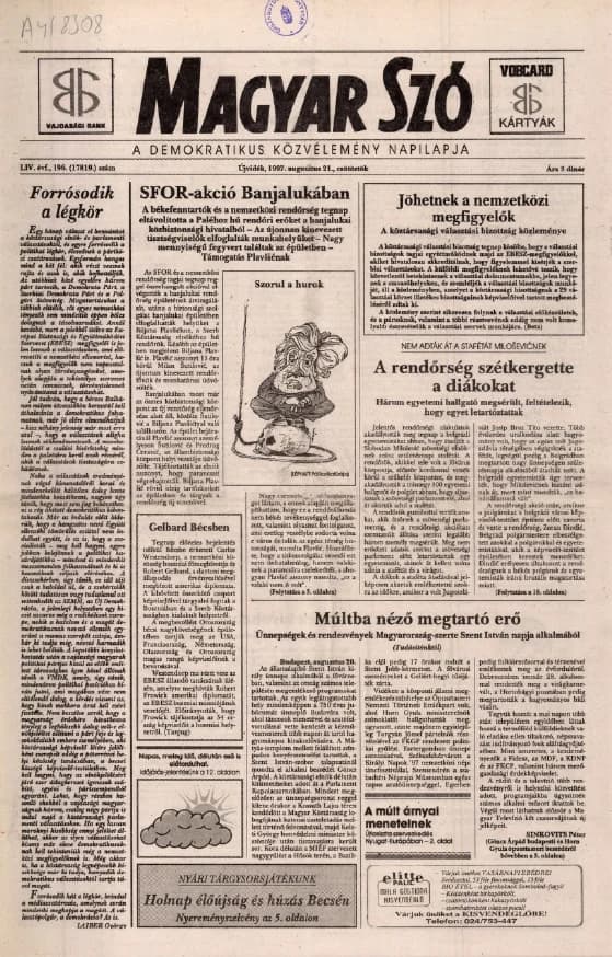 Magyar Szó, 54. évf. 1997. augusztus 21. 196. sz. 1–16. oldal