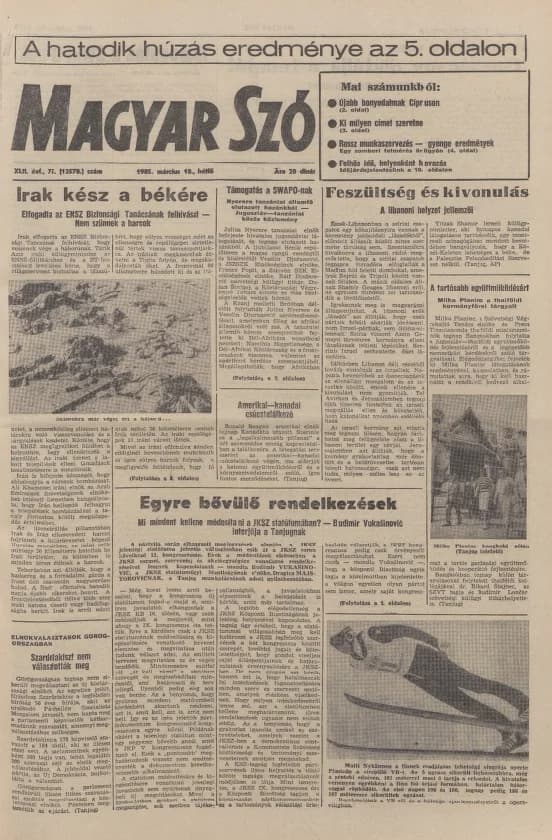 Magyar Szó, 42. évf. 1985. március 18. 75. sz. 1–22. oldal