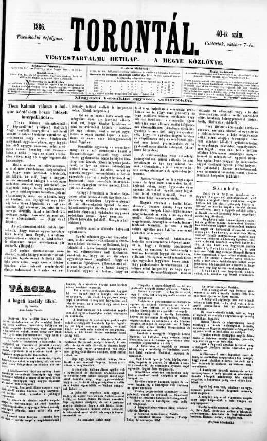 Torontál, 15. évf. 1886. október 7. 40. sz.
