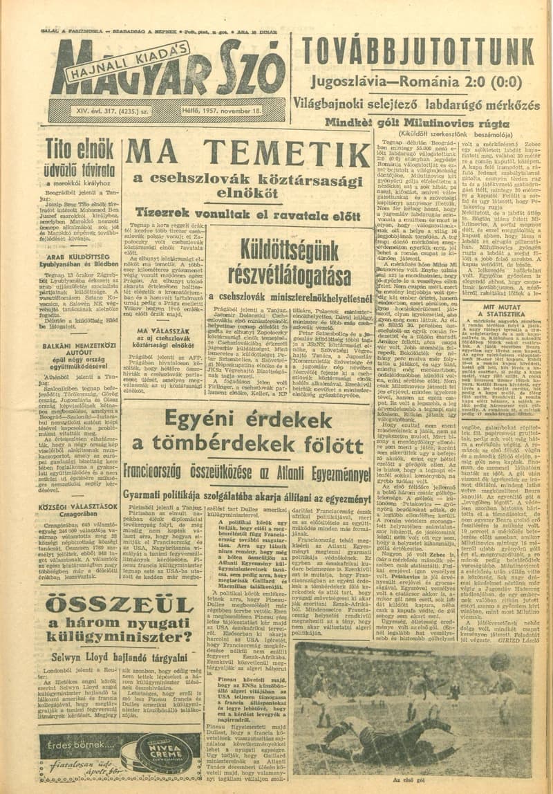 Magyar Szó, 14. évf. 1957. november 18. 317. sz. 1–12. oldal