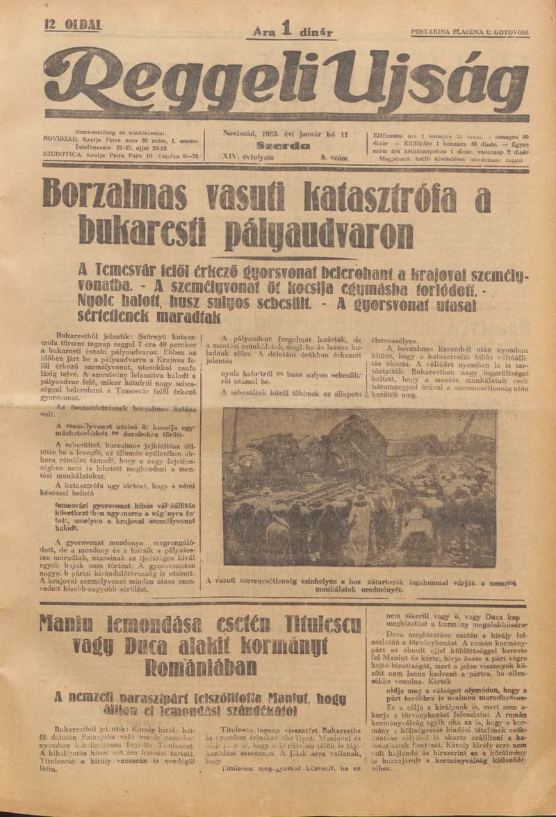 Reggeli Újság, 14. évf. 1933. január 11. 9. sz.