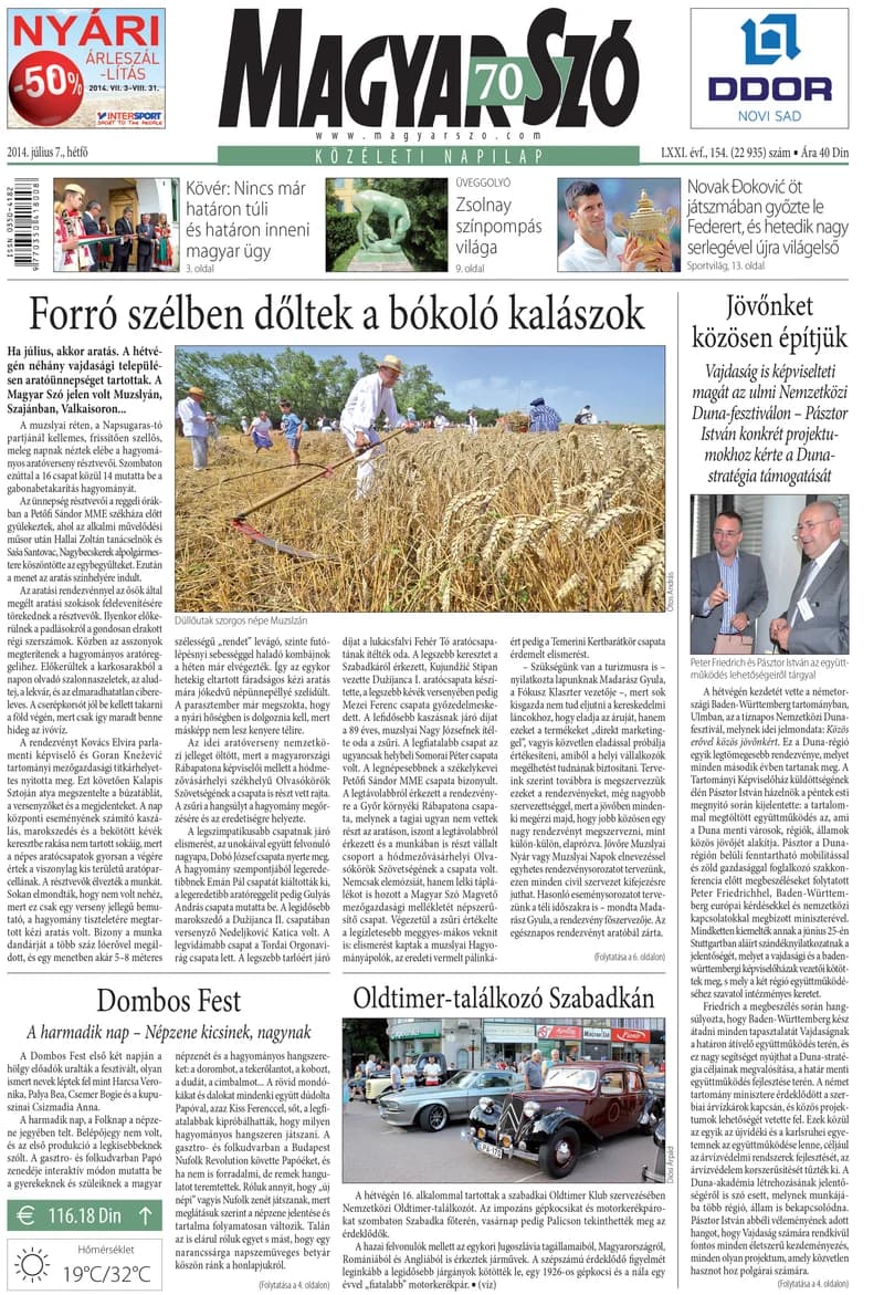 Magyar Szó, 71. évf. 2014. július 7. 154. sz. 1–20. oldal