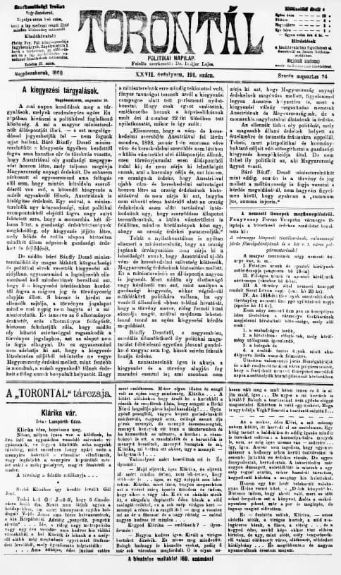 Torontál, 27. évf. 1898. augusztus 24. 191. sz.