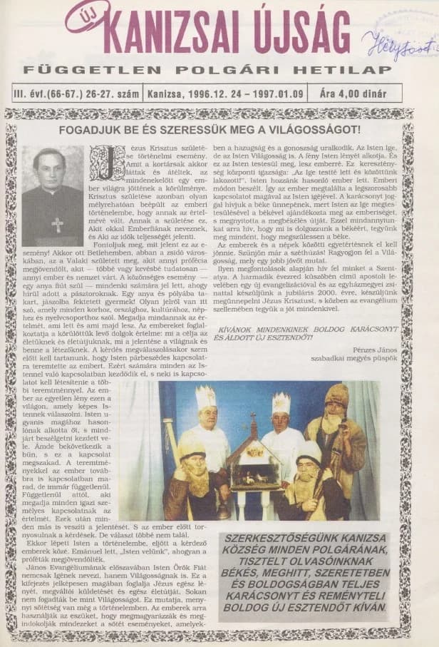 Új Kanizsai Újság, 3. évf. 1996. december 24. 26–27. sz.