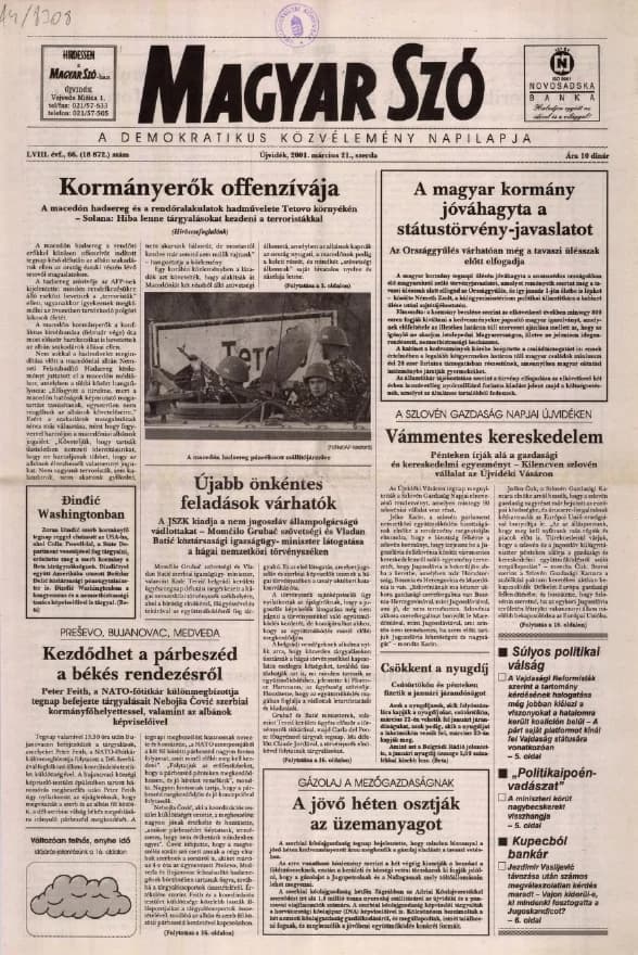 Magyar Szó, 58. évf. 2001. március 21. 66. sz. 1–16. oldal