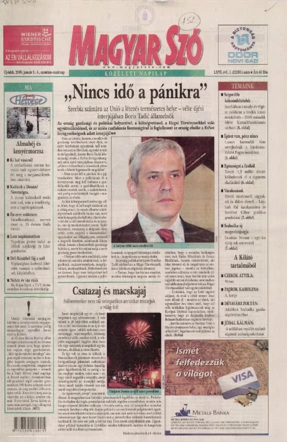 Magyar Szó, 66. évf. 2009. január 3. – 4. 1. sz. 1–40. oldal