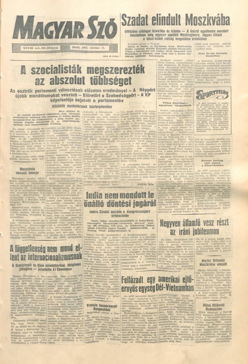Magyar Szó, 28. évf. 1971. október 11. 280. sz. 1–10. oldal
