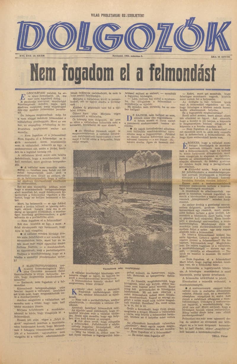 Dolgozók, 16. évf. 1962. március 2. 10. sz.