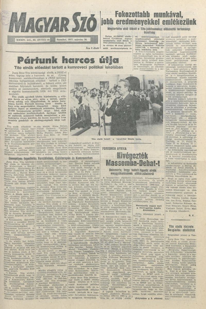 Magyar Szó, 34. évf. 1977. március 26. 83. sz.