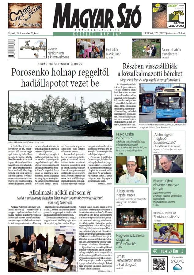 Magyar Szó, 75. évf. 2018. november 27. 277. sz. 1–20. oldal
