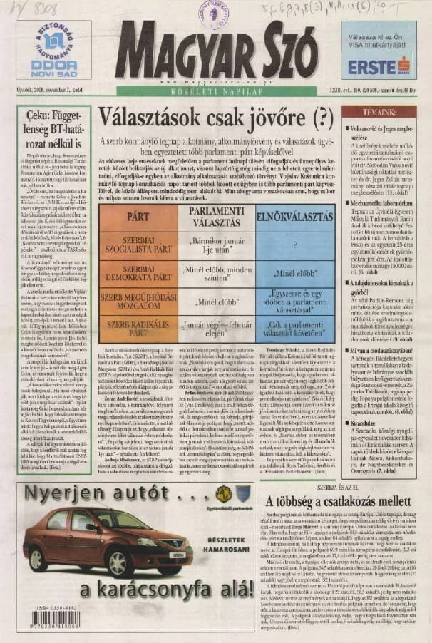 Magyar Szó, 63. évf. 2006. november 7. 260. sz. 1–20. oldal