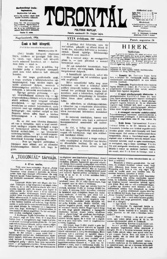 Torontál, 35. évf. 1906. augusztus 24. 192. sz.