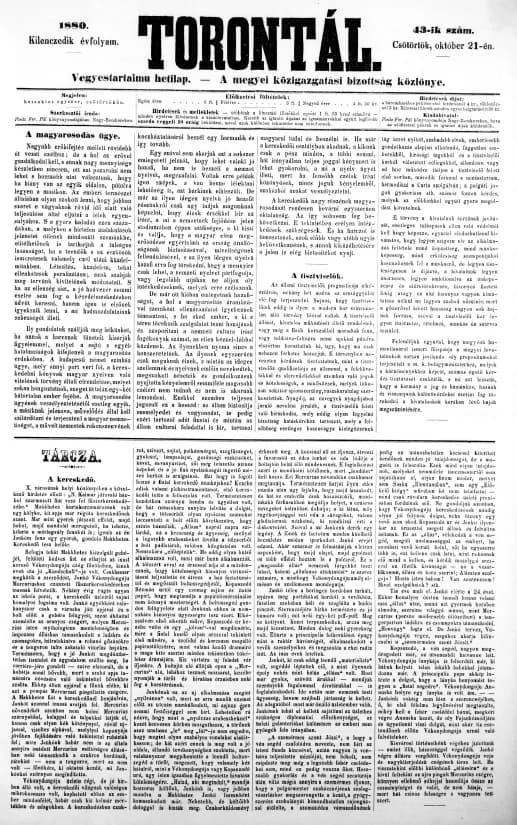 Torontál, 9. évf. 1880. október 21. 43. sz.