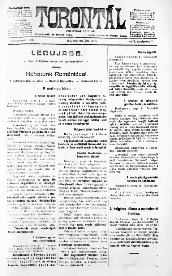 Torontál, 45. évf. 1916. szeptember 11. 207. sz.